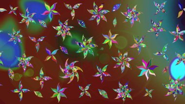 Çiçek desenli eskiz. Gömlek baskısı için çiçek boyası. Kahverengi ve yeşil renkte çiçekler.