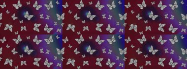 Renkli kelebeklerin eskiz geçmişi. Kumaş, kağıt, ambalaj kâğıdı ve duvar kağıdı tasarımı için güzel bir arka plan. Raster illüstrasyonu.