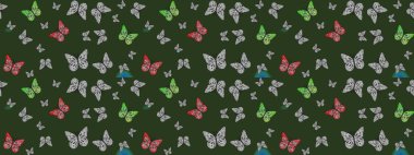 Kelebek deseni. Duvar kağıtları, giysiler, erkekler ve kızlar için soyut çizim kalıbı. Karala, karala, karala. Raster..