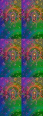 Çiçekli çizim şekli. Yeşil ve mavi renkte çiçekler. Renkli Bahar Teması eskiz kalıbı. Düz Çiçek Elementleri Tasarımı.