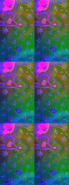 Çiçekler yeşil ve maviye. Eskiz arkaplan modeli. Suluboya, elle çizilmiş. Raster stoku.