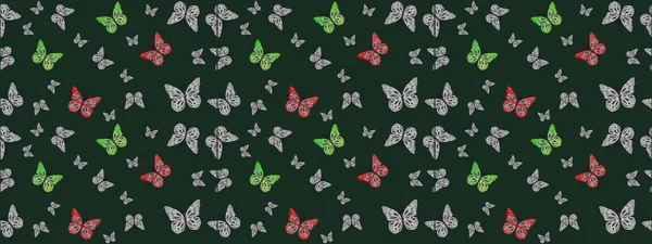 Kelebek deseni mavi ve gri. Kumaş, kağıt, ambalaj kâğıdı ve duvar kağıdı tasarımı için harika bir arka plan. Robot resim. Raster..