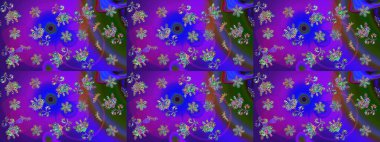 Kumaş, tekstil, duvar kağıdı baskısı için. Raster. Eskiz geçmişi. Eski usul. Raster illüstrasyonu. Tomurcukları çiçekli sevimli çiçek deseni..