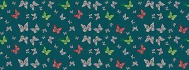 Egzotik hayvanlar. Mavi ve gri kelebekler. Kumaş, kağıt, ambalaj kâğıdı ve duvar kağıdı tasarımı için harika bir arka plan. Robot resim. Raster illüstrasyonu.