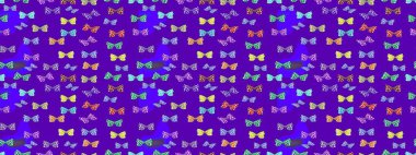 Menekşe ve nötr arkaplanda renkli kelebek koleksiyonu. Kağıt, kumaş ve ambalaj için uygun. Kart, baskı ve davetiye için basit kadınsı bir model. Robot resim. Raster illüstrasyonu.