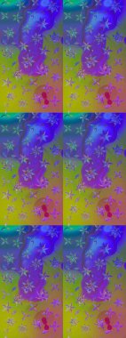 Küçük çiçekteki sevimli çiçek deseni. Raster illüstrasyonu. Mor renkte çiçekler.