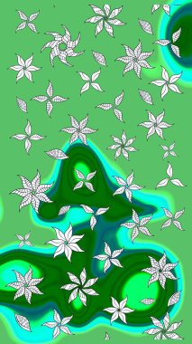 Parlak renkli çiçekli ve yeşil yapraklı harika bir çiçek deseni. Moda baskıları için zarif bir şablon. Modern çiçek arkaplanı. Halk stili.