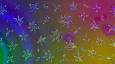 Raster illüstrasyonundaki çiçek desenli çizim. Suluboya tarzında kahverengi renkte çiçekler.