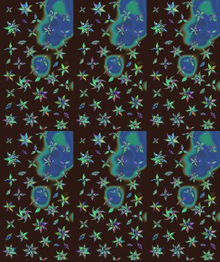 Çiçek duvar kâğıdı. Renkli çizim kalıbı. Çiçek arkaplan. Kahverengi renkli şirin tekstil. Raster illüstrasyonu.