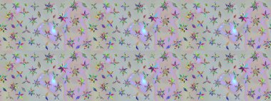 Çiçek ve yapraklı çiçek deseni. Raster illüstrasyonu. Küçük çiçekli şirin desen.