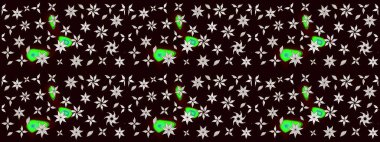 Raster illüstrasyonundaki çiçek desenli çizim. Düz Çiçek Elementleri Tasarımı. Güzel kumaş deseni. Renkli Bahar Teması çizim şablonu.