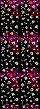 Vadinin çiçekleri siyah ve nötr renklerde. Çiçeksel çizim kalıbının çizimi.