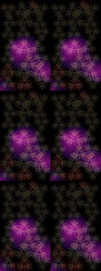 Raster illüstrasyonu. Yüzey için tekrarlanan doku, ambalaj kağıdı, siyah, kahverengi ve mor renkler. Renkli arka planda izole kar taneleri. Kış kar tanesi, raster arkaplan.