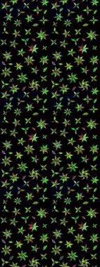 Düz Çiçek Elementleri Tasarımı. Renkli Yaz Temalı eskiz kalıbı. Raster Illustrasyon 'daki Çiçek Deseni' nin son moda çizimi. Güzel kumaş deseni.