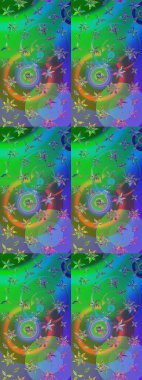 Çiçekli karalama şeklinde Raster çiçek deseni. Nazikçe, güzel çiçek arkaplanı. Yeşil ve mavi renkte çiçekler.