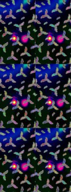 Renkli arka planda güzel kar taneleri. Raster kar taneleri deseni. Raster illüstrasyonu.