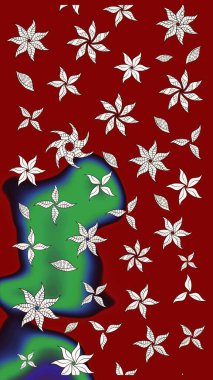 Modern çiçek arkaplanı. Moda baskıları için zarif bir şablon. Halk tarzı. Kırmızı ve nötr renklerde yapraklar ve parlak renkli çiçeklerle muhteşem bir çiçek deseni..