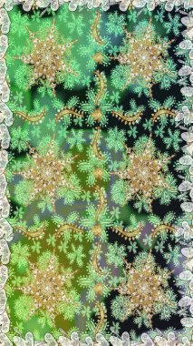 Doğu tarzı arabesk tarzında altın elementler. Kusursuz altın desenli bukleler. Raster altın pürüzsüz desen. Yeşil renklerde pürüzsüz desen.