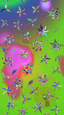 Motley illüstrasyonu. Küçük çiçekte güzel bir desen. Küçük renkli çiçekler. Çiçekli bahar çiçekleri. Moda baskıları için zarif bir şablon.