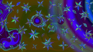 Çiçek kolajı. Çiçek arkaplan. Doğa. Küçük çiçekte güzel bir desen var. Çiçek kompozisyonu. - Kahverengi ve mavi çiçekler. Raster deseni.