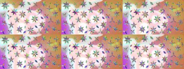 Çiçekli yaz çiçekleri. Küçük çiçekte güzel bir desen. Küçük renkli çiçekler. Moda baskıları için zarif bir şablon. Motley illüstrasyonu. Çizim.