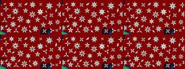 Raster. Kırmızı renkte güzel çiçekler, suluboya desenli eskiz deseni, duvar kağıdı, kart veya kumaş için fayanslı..