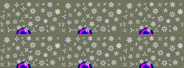 Raster düz çiçek çizim deseni. Hediye ambalaj kağıdı, tebrik kartları, posterler ve pankart tasarımı. Yeşil renkte çiçekler.