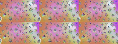 Çiçekli karalama şeklinde Raster çiçek deseni. Nazikçe, güzel çiçek arkaplanı. Tarafsız ve pembe renkte çiçekler.