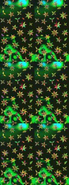 Gri ve yeşil renkli çiçekler. Hediye ambalaj kağıdı, tebrik kartları, posterler ve pankart tasarımı. Raster düz çiçek çizim deseni.