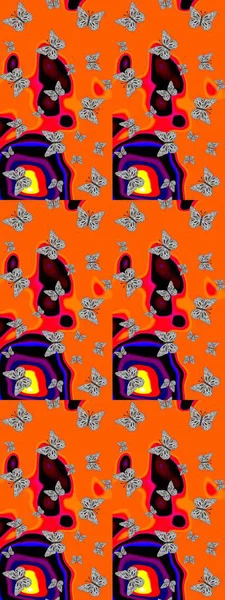 Güzel kelebek resimlerini renklendir. Kağıt, kumaş, ambalaj kağıdı ve duvar kağıdı tasarımı için güzel bir arka plan. Robot resim. Raster illüstrasyonu.