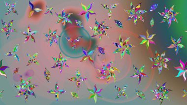 Raster illüstrasyonundaki çiçek desenli çizim. Tarafsız ve gri renkte çiçekler.