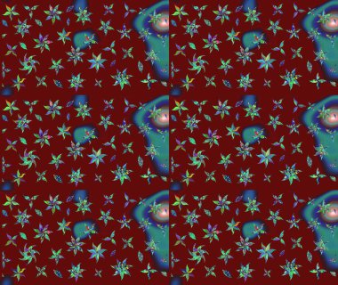 El yapımı çiçek ve bitki koleksiyonu. Şirin karalamalı çiçek desenli çizim. Robot resim tarzı kırmızı renkler. Raster illüstrasyonu. Raster illüstrasyonu.