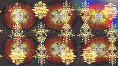 Kış kar taneleri, raster arka plan. Yüzey için tekrarlanan doku, ambalaj kağıdı, kahverengi, gri ve sarı renkte kar tanesi.