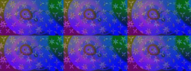 Mor ve mavi renkte çiçekler olan çiçek deseni çiz. Suluboya tarzında mor ve mavi renkte çiçekler.