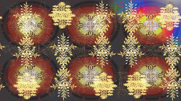 Kış kar taneleri, raster arka plan. Yüzey için tekrarlanan doku, ambalaj kağıdı, kahverengi, gri ve sarı renkte kar tanesi.