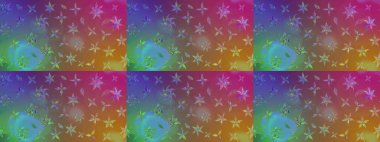 Raster illüstrasyonundaki çiçek desenli çizim. Düz Çiçek Elementleri Tasarımı. Kahverengi ve mor renkli çiçekler. Renkli Bahar Teması çizim şablonu.