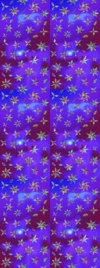 Raster illüstrasyonundaki çiçek desenli çizim. Güzel kumaş deseni. Renkli Bahar Teması eskiz kalıbı. Düz Çiçek Elementleri Tasarımı.