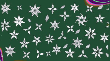 Yeşil renkli çiçekler. Düz Çiçek Elementleri Tasarımı. Sevimli çiçek raster deseni. Renkli Bahar Teması çizim şablonu.