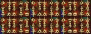 Kar tanesi raster arka planı. Kış kahverengisi, yeşil ve kırmızı noel kar düz kristal elementi. Meteoroloji buz koleksiyonu. Xmas Frost kar taneleri izole edilmiş siluet sembolü. Raster illüstrasyonu