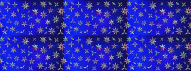 Çiçekli çiçek deseni, suluboya. Mavi ve yeşil renkli çiçekler. Renkli Bahar Teması eskiz kalıbı. Düz Çiçek Elementleri Tasarımı. Raster illüstrasyonu.