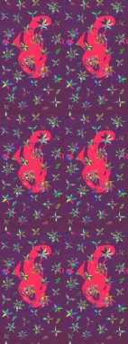 Yumuşak, bahar çiçekleri mor ve pembe renklerde. Raster illüstrasyonu. Raster çiçek desenli ve çiçekli..