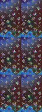 Düz Çiçek Elementleri Tasarımı. Çiçeksel fantezi tasarımı ve parlak bir arka plan çizimi. Renkli Bahar Teması çizim şablonu.