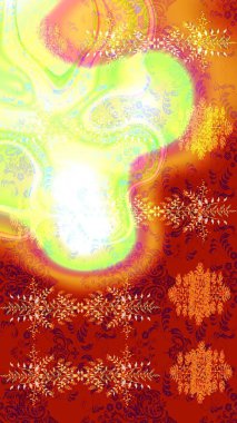 Renkli Bahar Teması eskiz kalıbı. Süslü kumaş deseni. Düz Çiçek Elementleri Tasarımı. Raster illüstrasyonunda çiçek deseni çizimi.