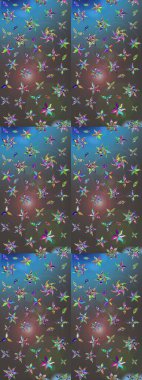 Renkli Bahar Teması eskiz kalıbı. Gri ve mavi renkte zarif çiçekli suluboya. Raster illüstrasyonu. Düz Çiçek Elementleri Tasarımı.