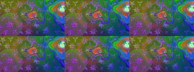 Çiçekli karalama şeklinde Raster çiçek deseni. Yumuşak, bahar çiçekli arka plan. Yeşil ve mavi renkte çiçekler.