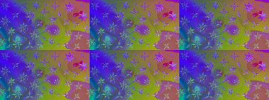 Çizim çiçek deseni duvar kâğıdı olarak kullanılabilir. Raster illüstrasyonu. Mor renkte çiçekler.