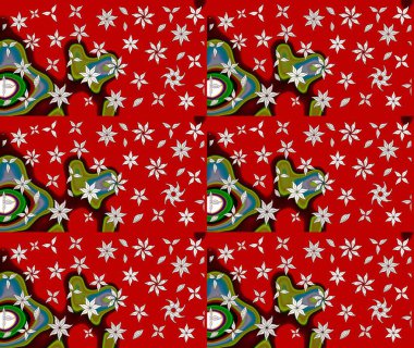 Kibarca, kırmızı renkte yaz çiçekleri. Çiçekli karalama şeklinde Raster çiçek deseni. Raster illüstrasyonu.