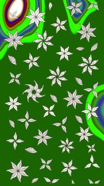 Küçük çiçekteki sevimli çiçek deseni. Yeşil ve nötr renklerde çiçekler. Raster illüstrasyonu.