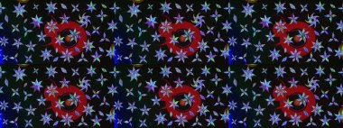 Çiçekli karalama şeklinde Raster çiçek deseni. Raster illüstrasyonu. Yumuşak, bahar çiçekleri siyah ve gri renklerde.