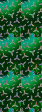 Mavi, yeşil ve nötr renklerde kristal kar tanesi. Raster illüstrasyonu.